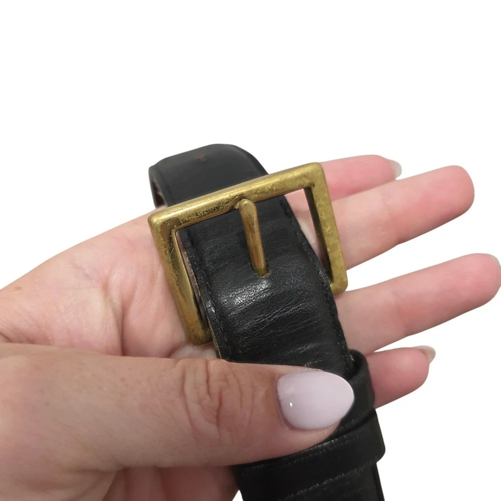 Vintage Coach Black Leather Belt Brass Buckle Glove Tanned Cowhide Classic USA